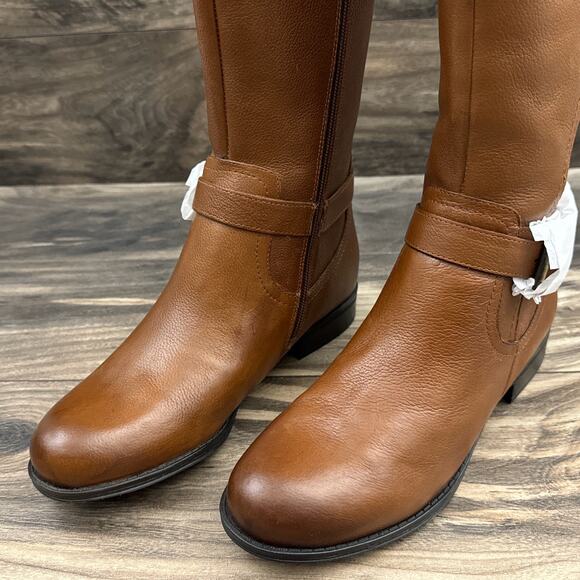 NIB Naturalizer 8M Jackie Leather Knee High Riding Boots Zip Buckle Cinnamon - Picture 6 of 15